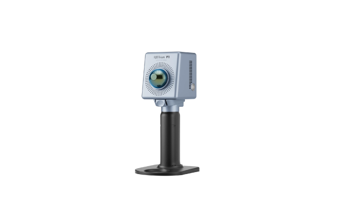 FJD Trion P1 handheld 3D LiDAR scanner with SLAM — mounted on tripod