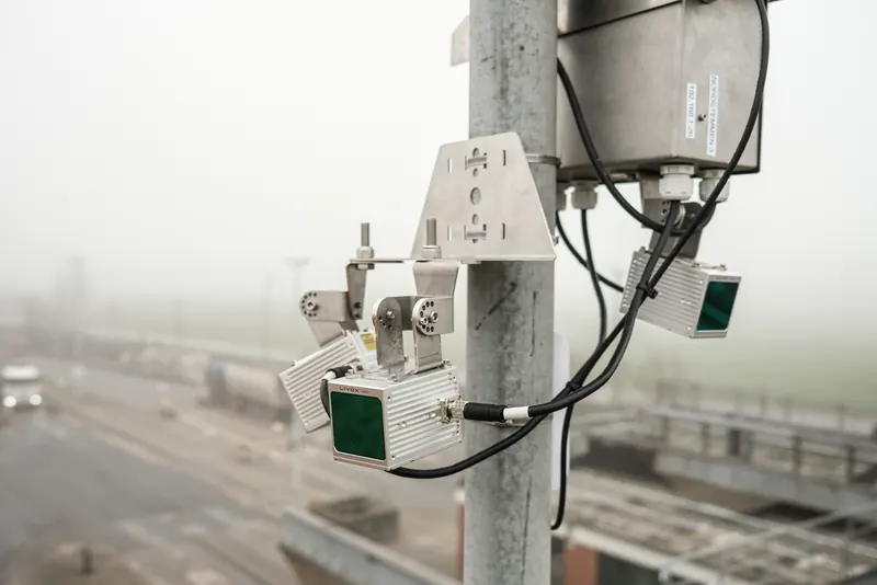 OWL EYE® platform with three Livox Avia LiDAR sensors providing 240° × 80° panoramic coverage at Nordzucker