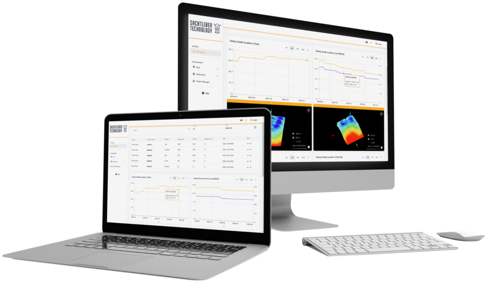 Dashboard der Schüttgutvolumenmessung mit dem Owl Eye System